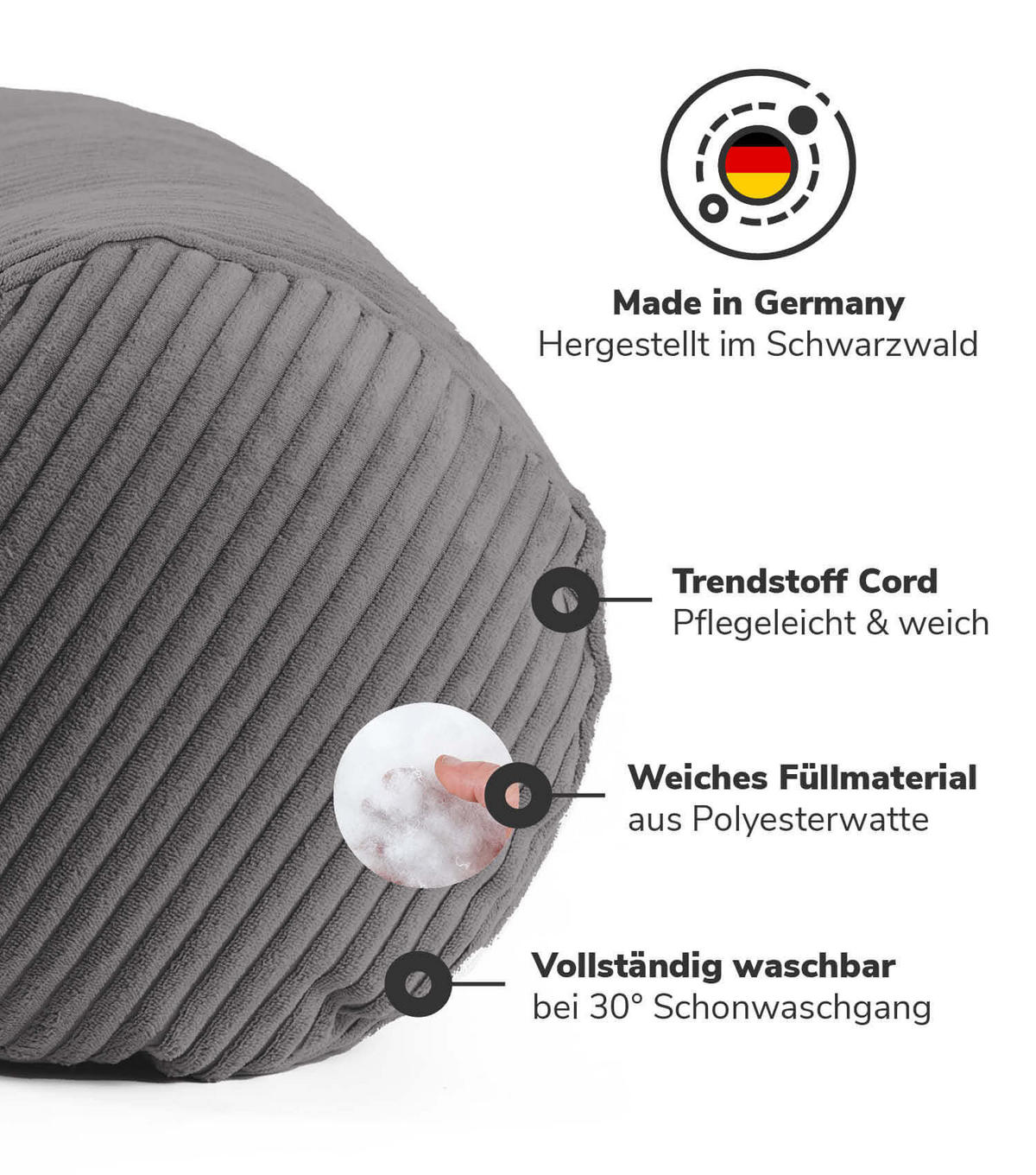 XXL-NACKENROLLE Das Nickerchen - Anthrazit, Textil (25/70cm) - Mokebo