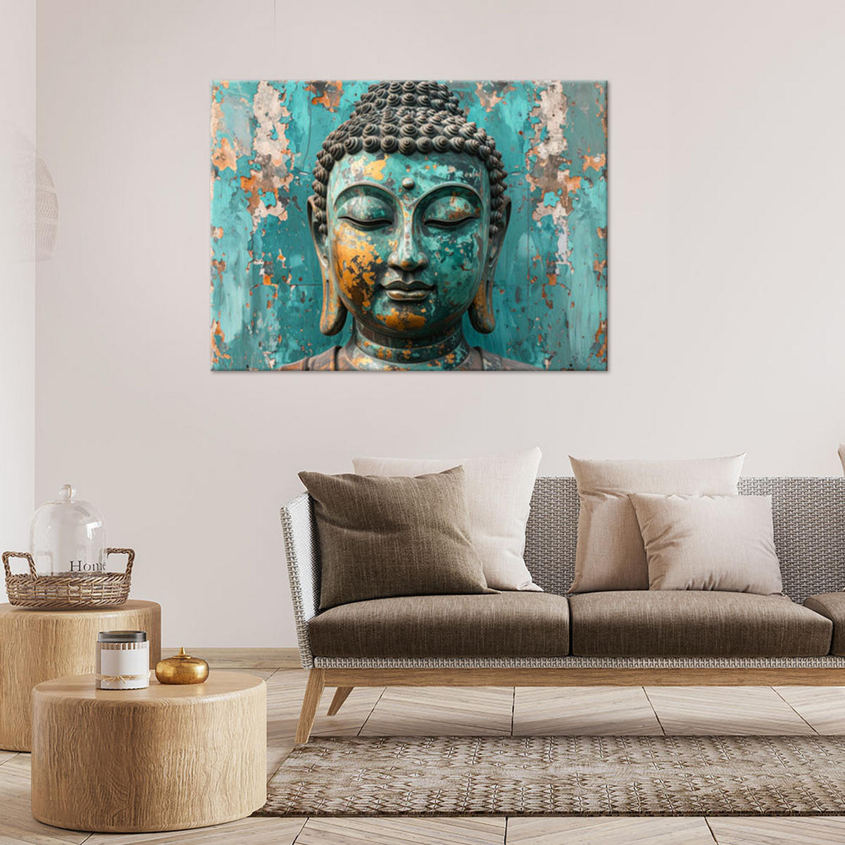 LEINWANDBILD Zen und Orientalisch 120x80cm - Türkis, Textil (120/80cm) - Feeby