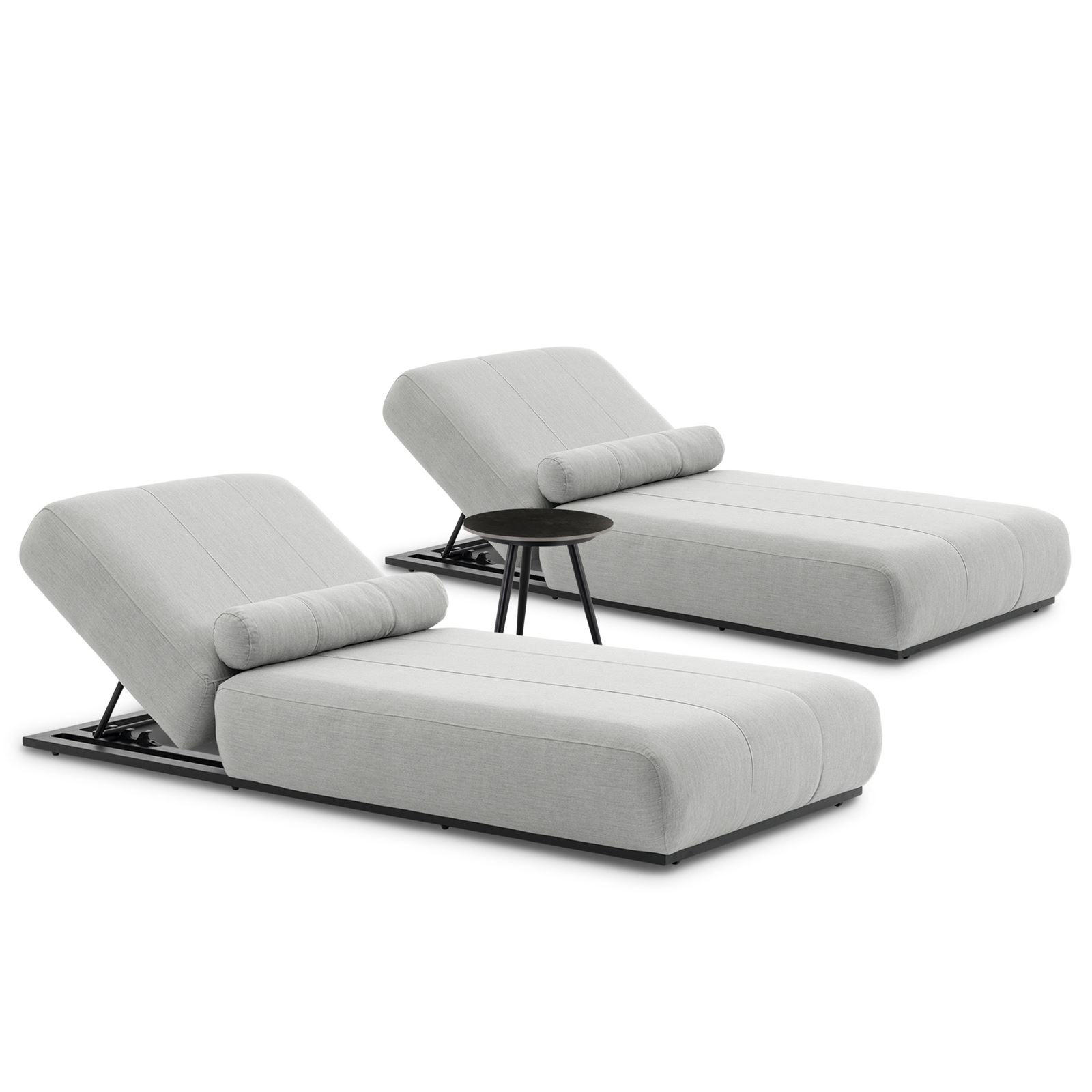 SONNENLIEGENSET TROPEA - Schwarz, Kunststoff (213/32/91cm) - IDIMEX