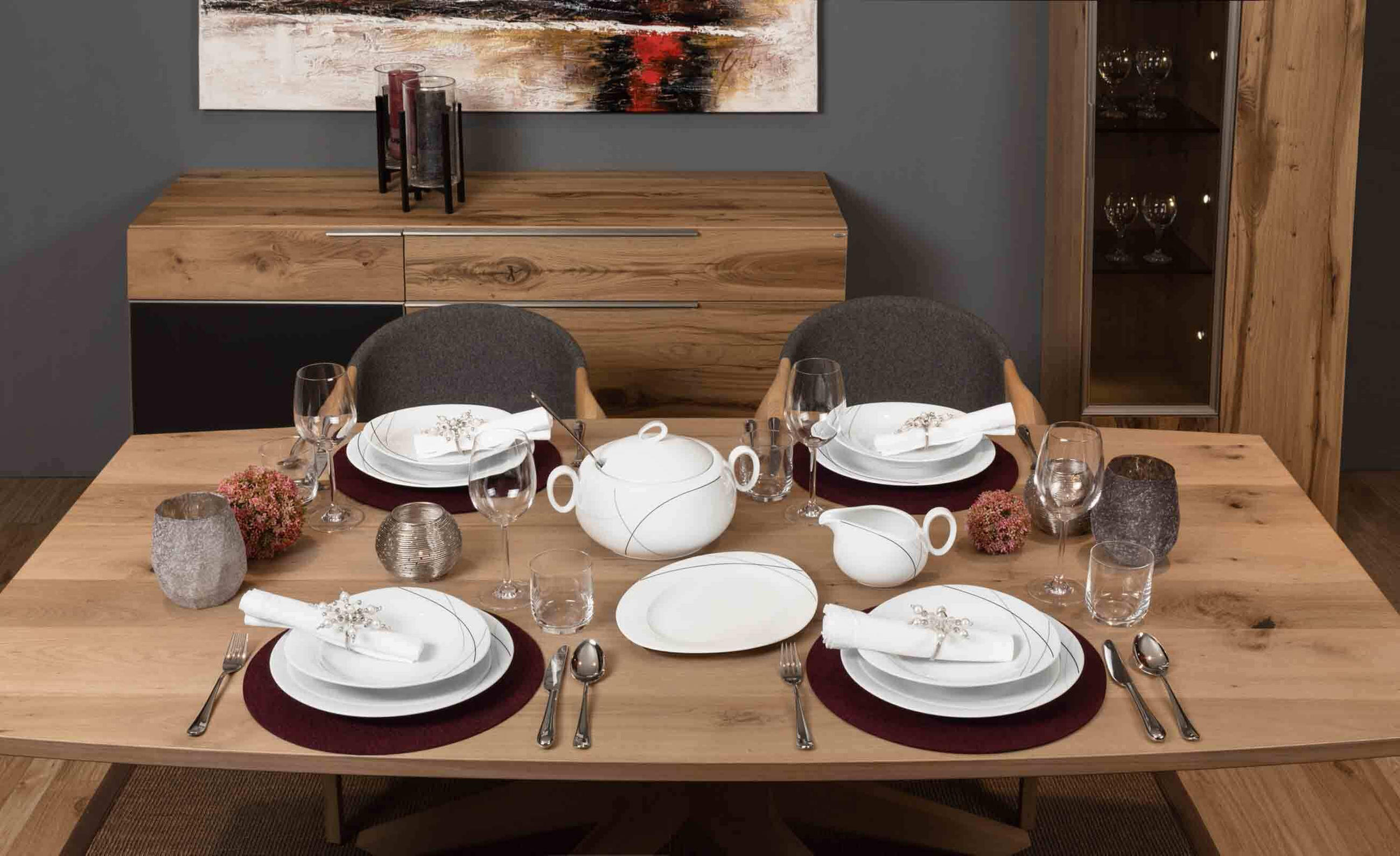 SERVIERPLATTE Trio Highline weiß-grau 25 x 19 cm - Weiß/Grau, Keramik (19/1.9/24.8cm) - Seltmann Weiden