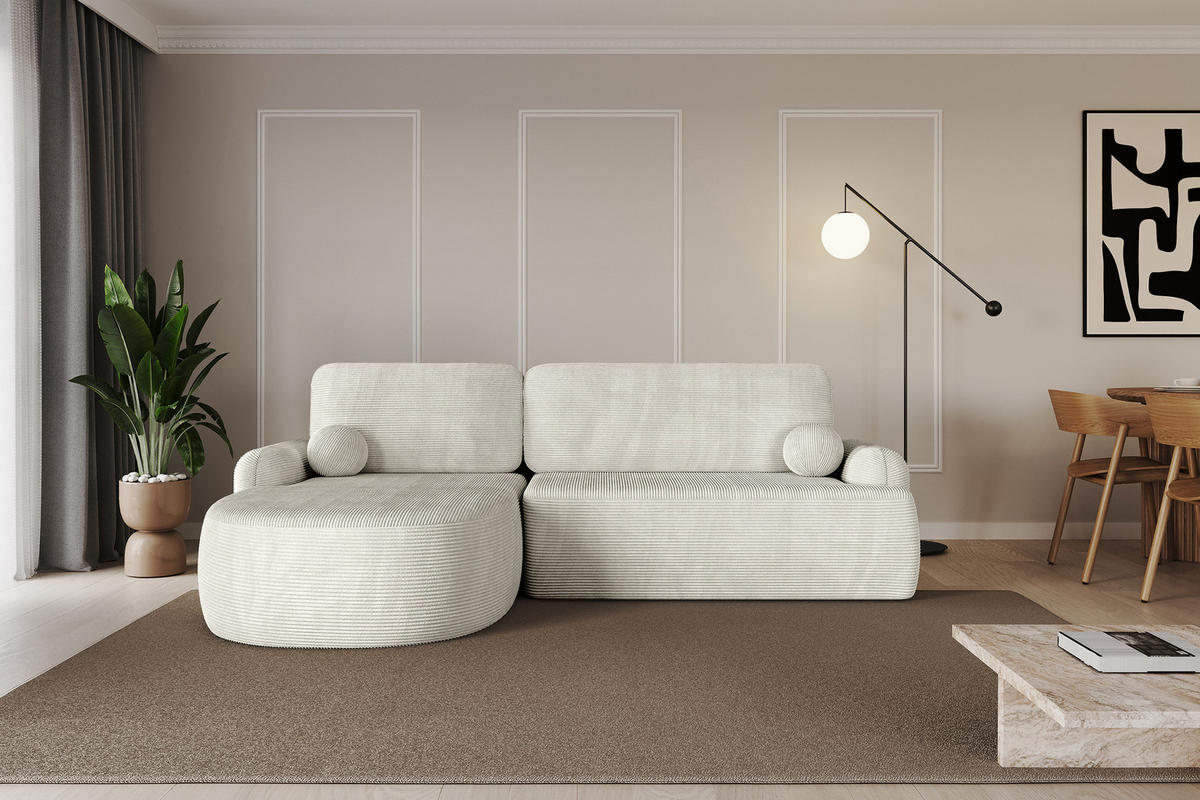 ECKSOFA mit Schlaffunktion und Bettkasten LIRA-L - 264x172x89 Hellgrau - Hellgrau, Holzwerkstoff/Textil (264/172cm) - ALTDECOR