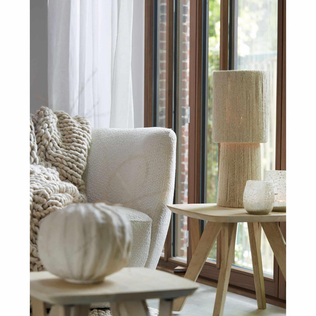 TISCHLEUCHTE PITINO Braun 21.5/21.5/54.5 cm - Beige, Textil (21.5/21.5/54.5cm) - Light & Living