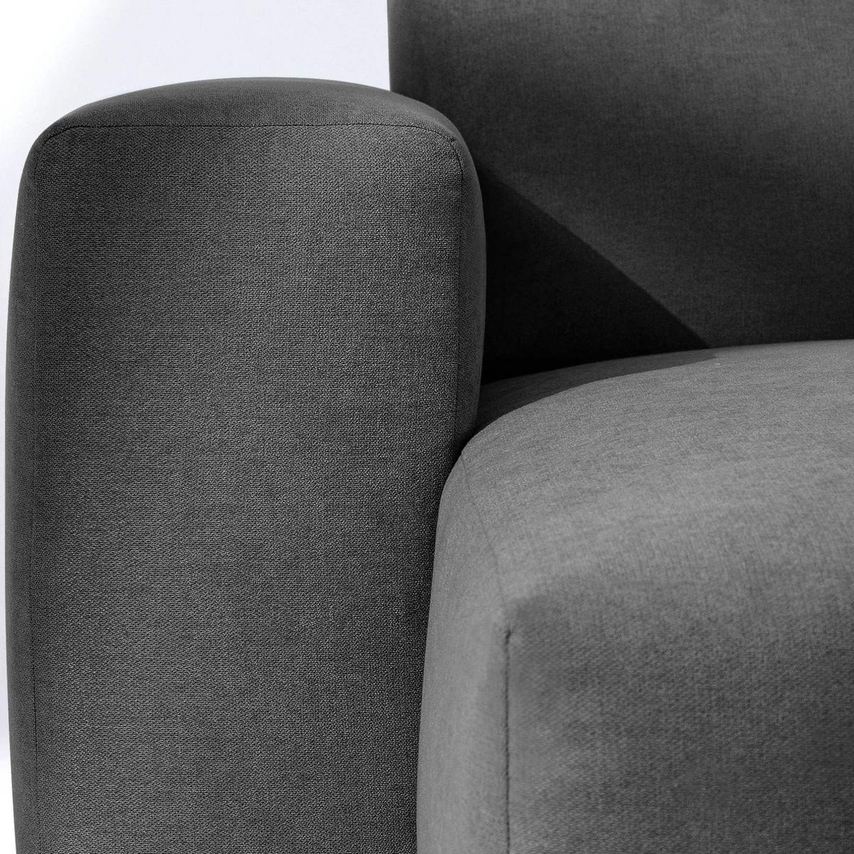 ECKSOFA LINKS MUDI in moderner Optik mit hochwertigem Kaltschaum, Cord-Stoff, Dunkelgrau - Dunkelgrau/Schwarz, Textil (280/160cm) - KONSIMO®