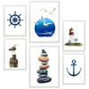 POSTER Set Mit 6 Meereskomposition A3 & A4 Weißer Rahmen - Weiß, Papier (29/3cm) - Nacnic