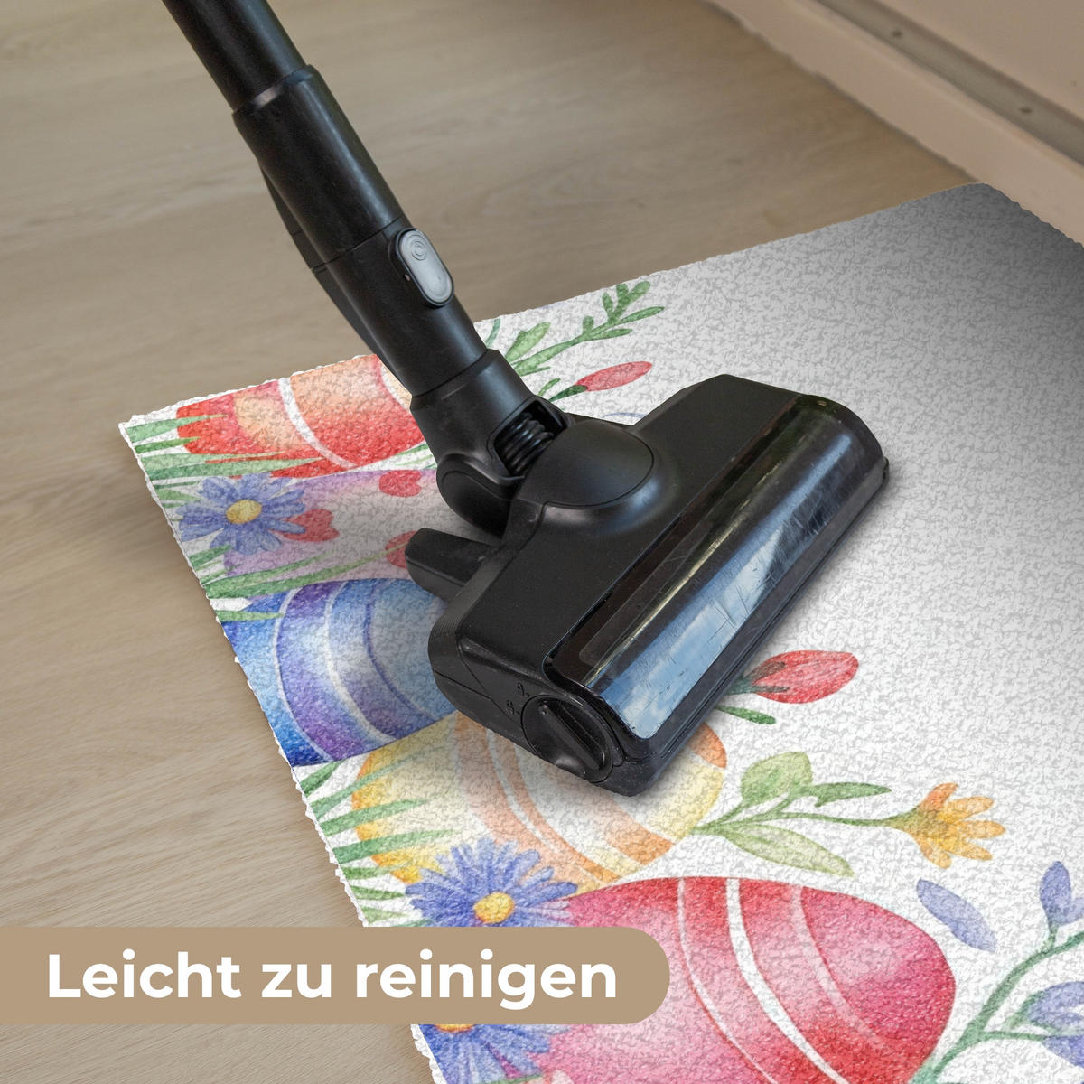 FUSSMATTE Blumengarten - Bunt - Eier 90x60 cm - Multicolor/Weiß, Kunststoff (60/90cm) - MuchoWow