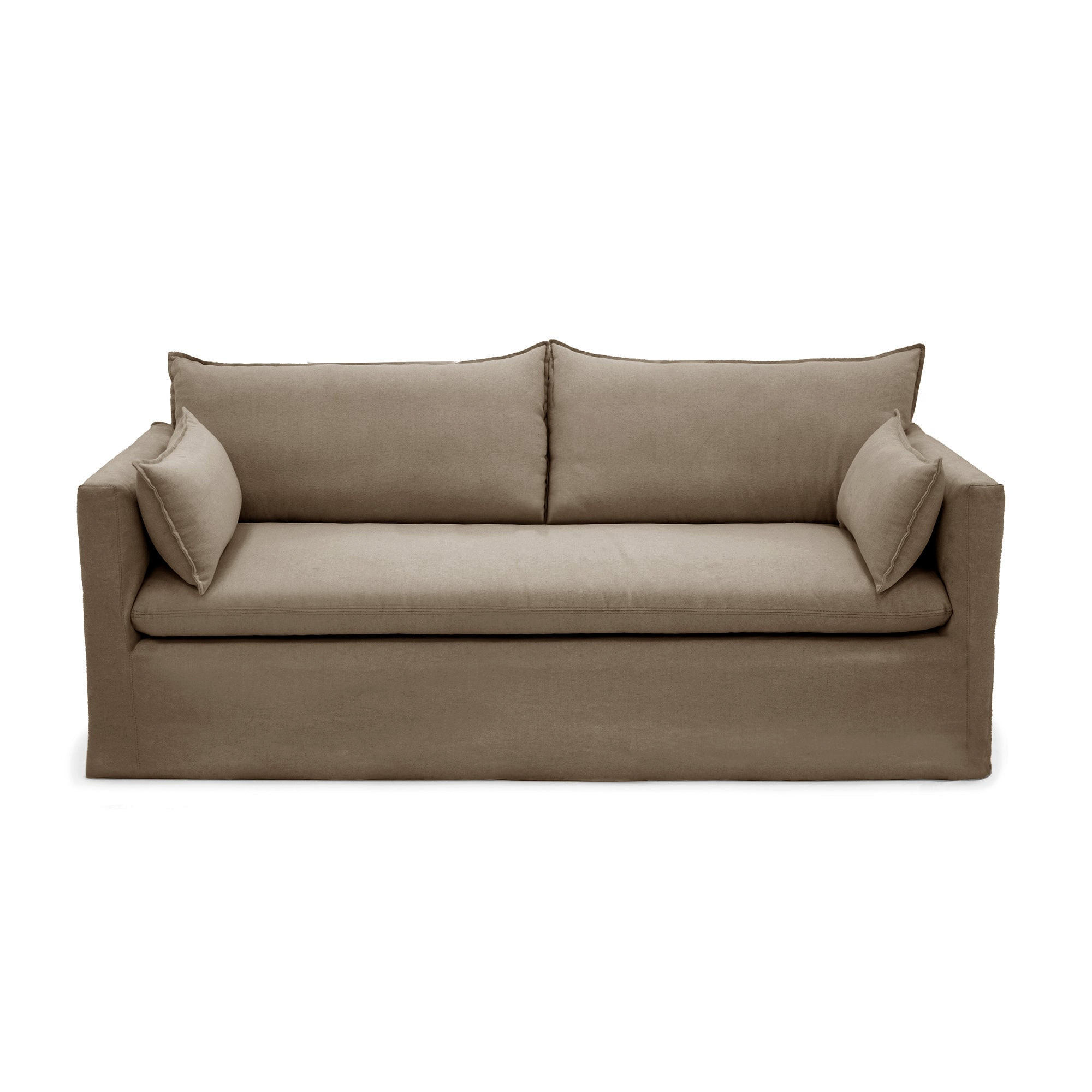 SOFA 3-SITZER Leinen und Baumwolle Eiskastanienbraun 206cm - Hellbraun, Textil (206/93/89cm) - Sia Home
