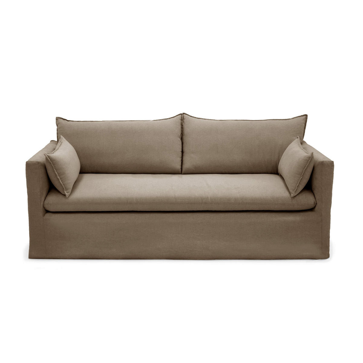 SCHLAFSOFA GERADE Leinen und Baumwolle Eiskastanienbraun 206cm - Hellbraun, Textil (206/93/89cm) - Sia Home