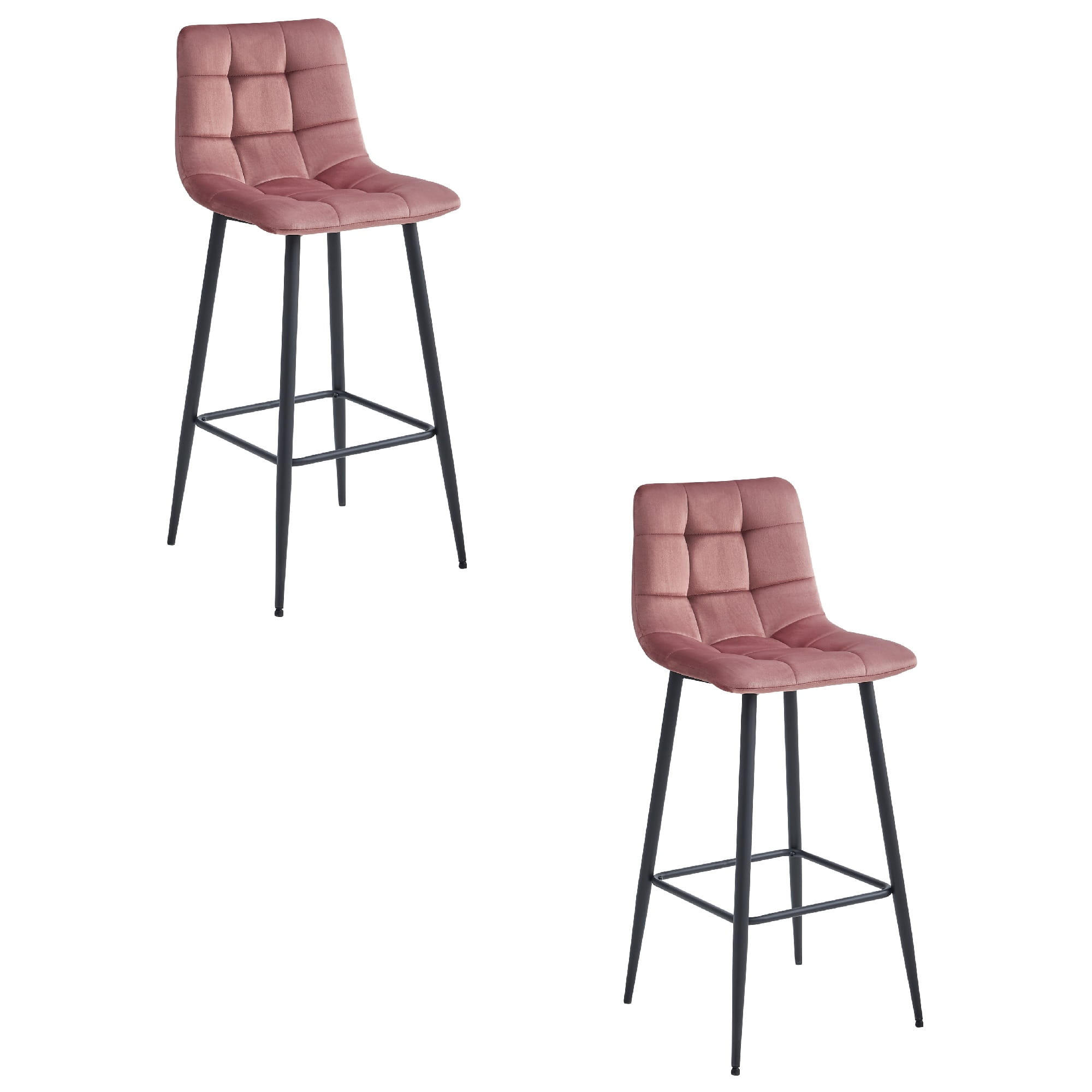 BARHOCKER 2-er Set TEOTO dunkelrosa Sitz, schwarze Basis - Dunkelrosa/Schwarz, Textil (43.5/104/32.5cm) - Valora