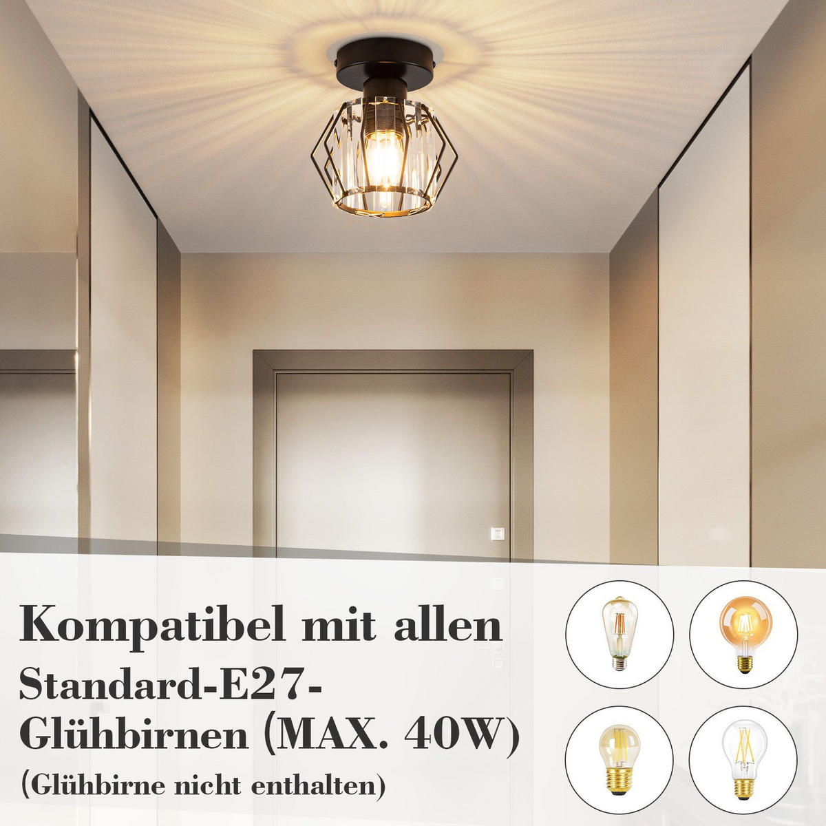 LED-DECKENLEUCHTE Tyrris 15/16/15 cm - Schwarz, Metall (16/15/15cm) - ZMH