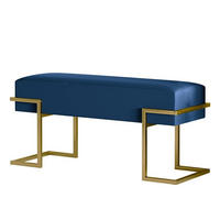 POLSTERBANK Cely 100 cm, Dunkelblau, Goldgestell - Goldfarben/Dunkelblau, Holzwerkstoff (100/42/34cm) - Bettso