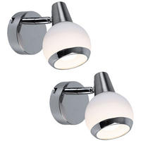 LED WANDLEUCHTE Metall Chrom opal 2er Set - Silberfarben, Glas (8/11.5/12.5cm) - Globo Lighting