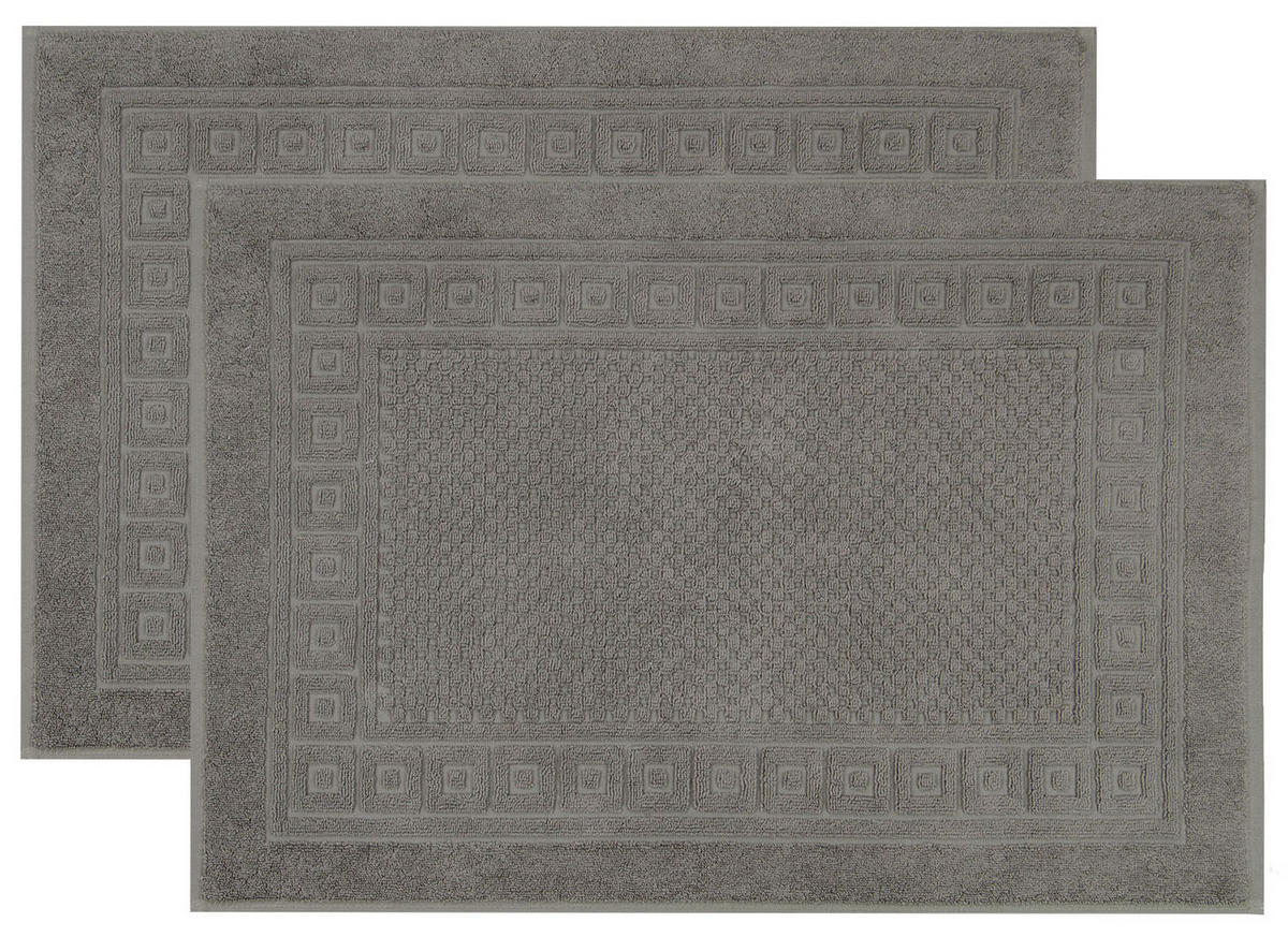 BADEMATTE, 2er-Set, 50x70 cm, 100% Baumwolle, Grau - Anthrazit, Textil (50/70cm) - Zollner