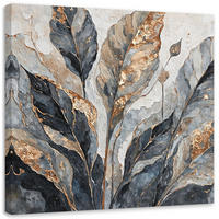 WANDBILD abstrakte graue goldblätter - Silberfarben, Textil (50/50cm) - Feeby