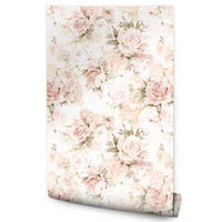 VLIESTAPETE Pastell-Pfingstrosen – Rosa, Beige, Weiß – 50x1000 cm - Beige/Rosa, Papier (50/1000cm) - Muralo