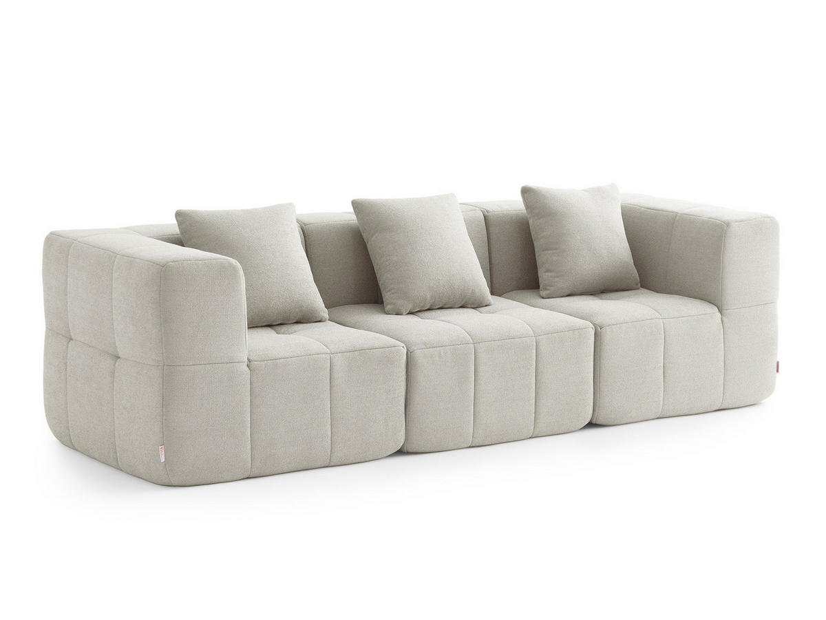 3-SITZER-SOFA Bouclé-Stoff Cremebeige - Beige, Textil (260/73/95cm) - MILYsofa