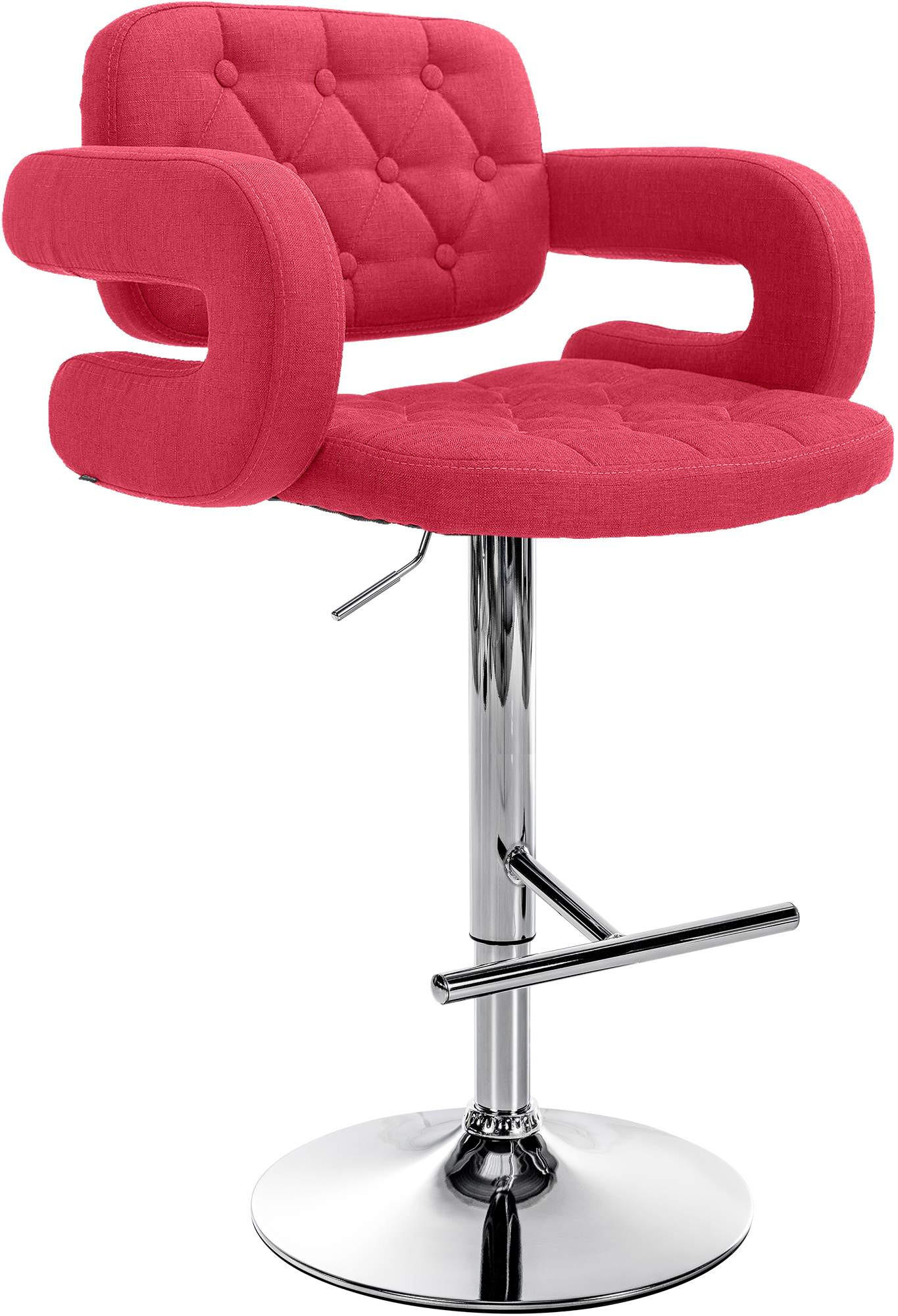 BARHOCKER Stoff rot - Chromfarben/Rot, Textil/Metall (62/103/55cm) - CLP