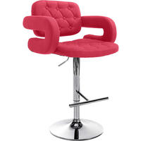 BARHOCKER Stoff rot - Chromfarben/Rot, Textil/Metall (62/103/55cm) - CLP
