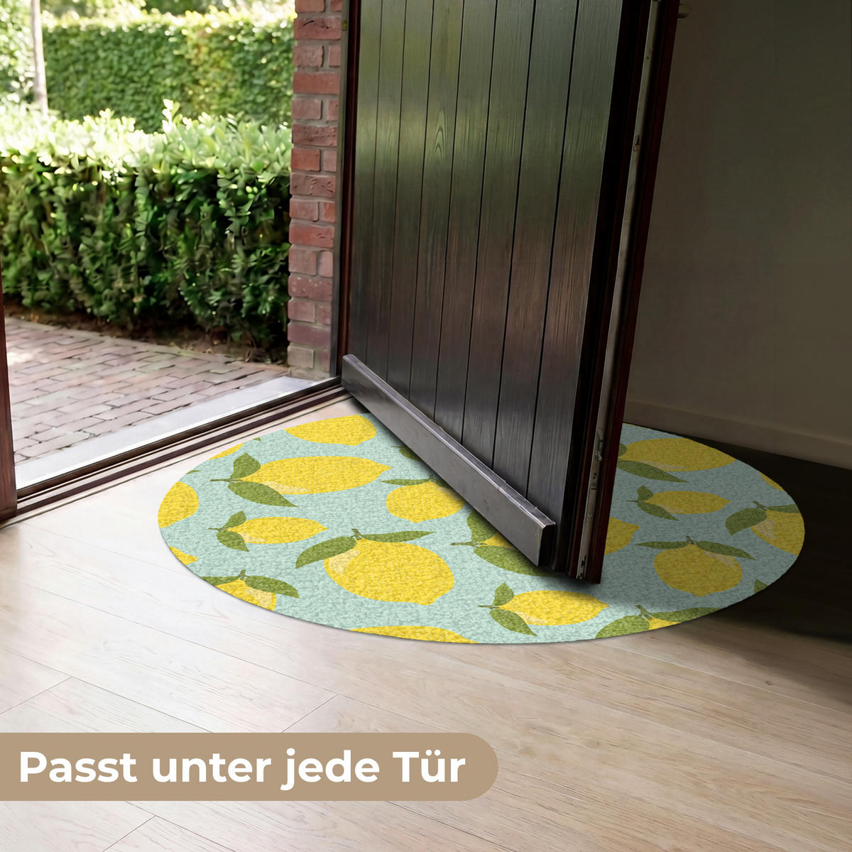 ROHOŽKA Citrony vzor - Žlutá - Modrá - Vzor - Ovoce 90x90 cm - žlutá, textil/umělá hmota (90/0.4cm) - MuchoWow