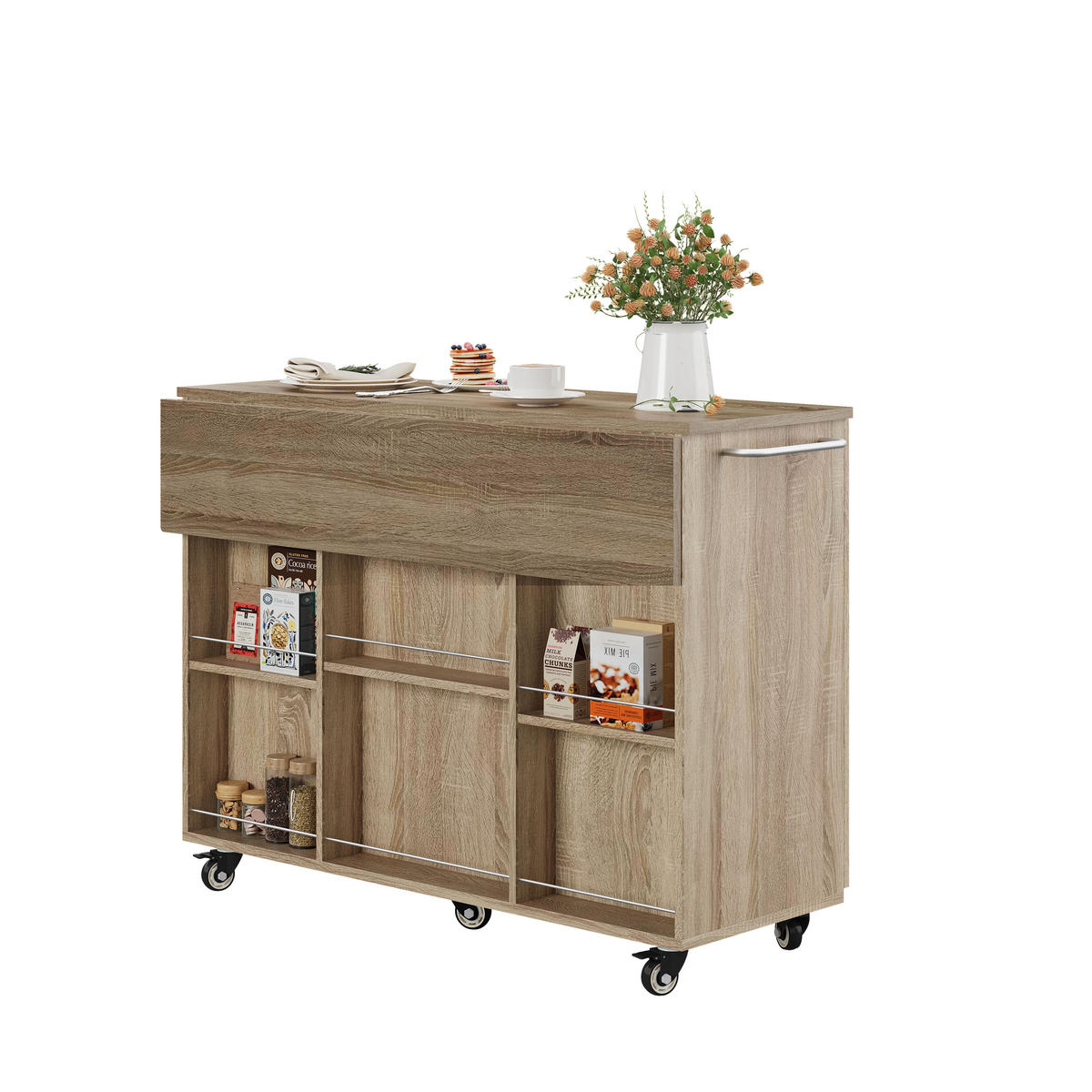 KÜCHENINSEL 136.5/67.5/92.8 cm Natur mit 1 Schubladen und Schrank - Naturfarben, Holz/Holzwerkstoff (136.5/92.8/67.5cm) - Oxeza