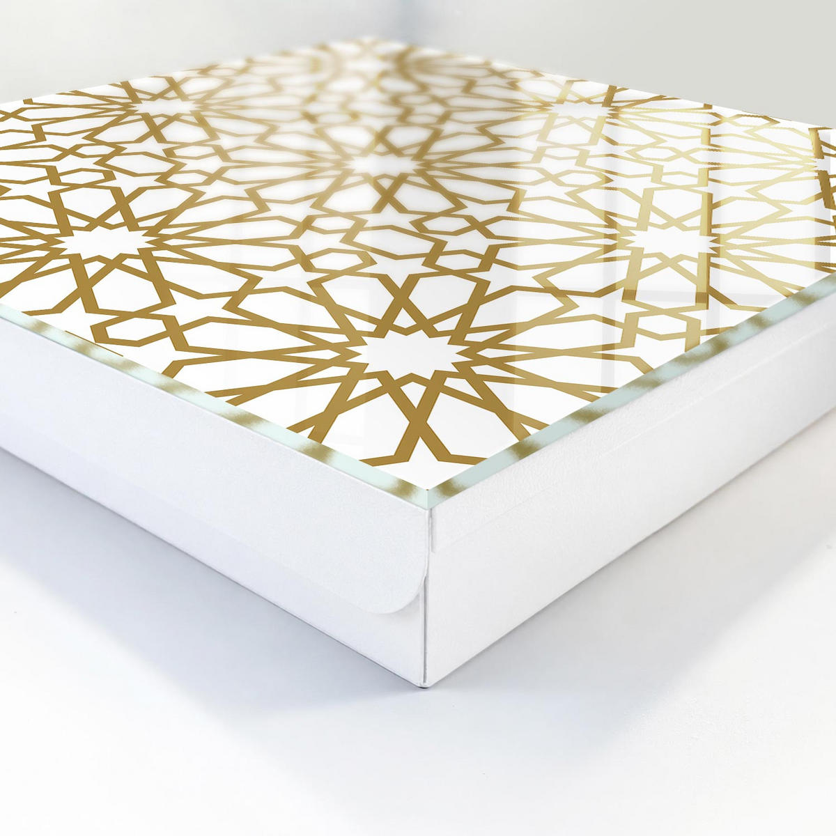SCHLÜSSELBOX Weiß 30x30 cm – Türöffnung nach rechts - Geometrisches Muster - Weiß, Metall (30/30/5cm) - TULUP