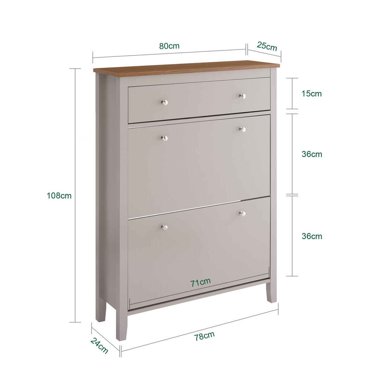 SCHUHSCHRANK Schmal, 80x25x108cm, Hellbraun - Hellbraun, Holzwerkstoff (80/108/25cm) - SoBuy