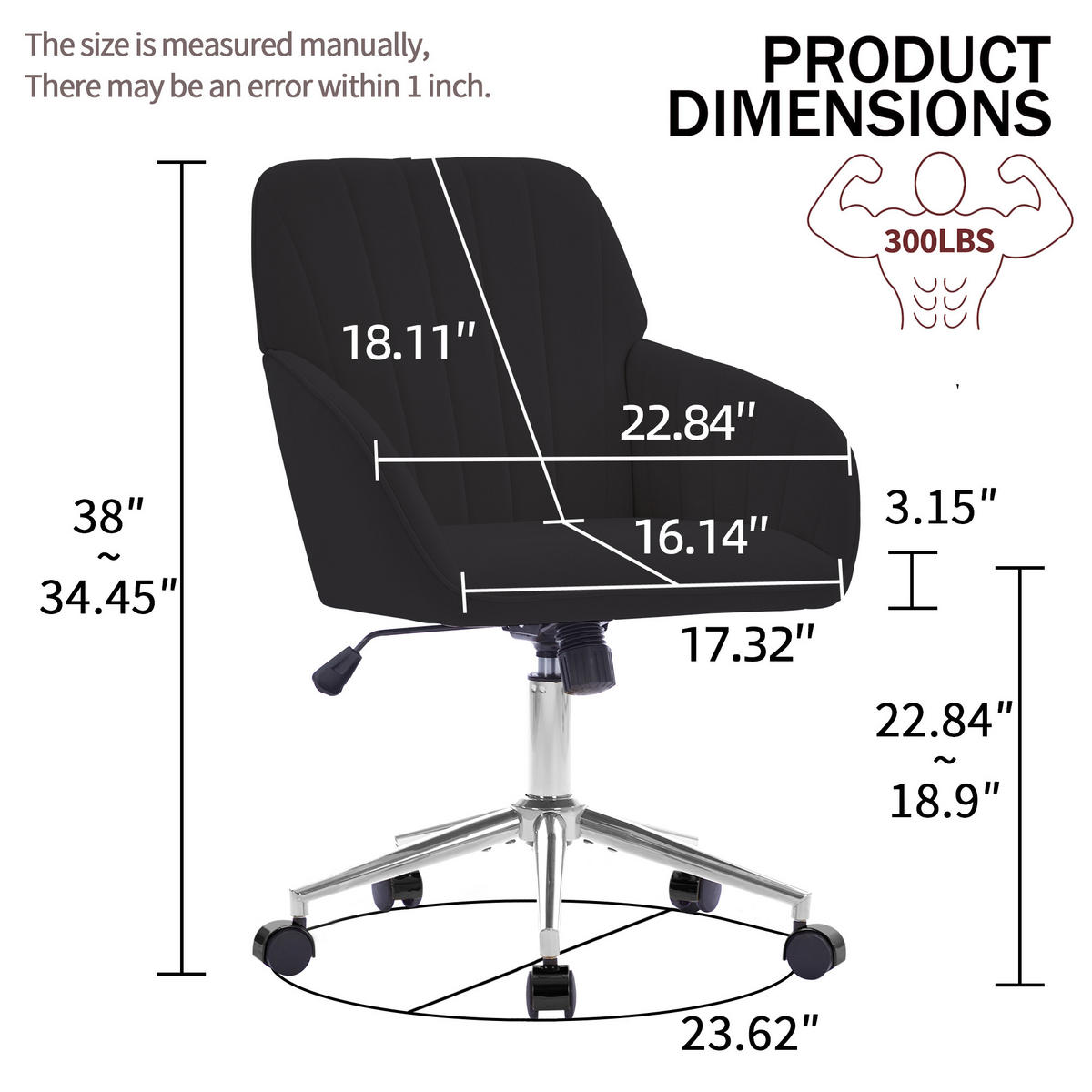 BÜROSTUHL Schwarz Höhenverstellbar - Schwarz, Metall (62/97/60cm) - PANGIVO