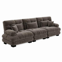 SOFA modular mit tiefem Sitz Chenille Brown - Dunkelgrau, Kunststoff (77/81/313cm) - Meubliv