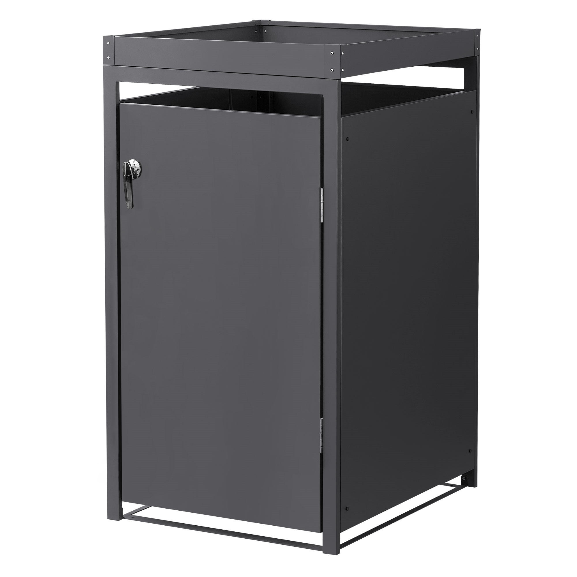 SADA 1 popelnic s rostlinnou střechou antracitová - antracitová, kov (68/124/80cm) - ML-DESIGN