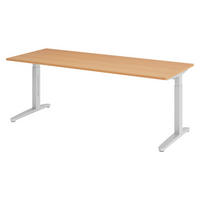SCHREIBTISCH Serie-XB 80/200/74 cm in Buchefarben/Silberfarben - Buchefarben/Silberfarben, Holzwerkstoff (80/200/74cm) - bümö