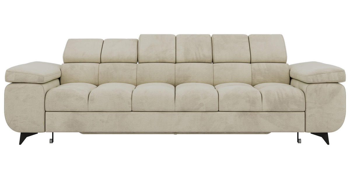 TŘÍMÍSTNÁ POHOVKA NIDELLO - Béžová Samet - černá/béžová, kov/textil (260/70/97cm) - MKS