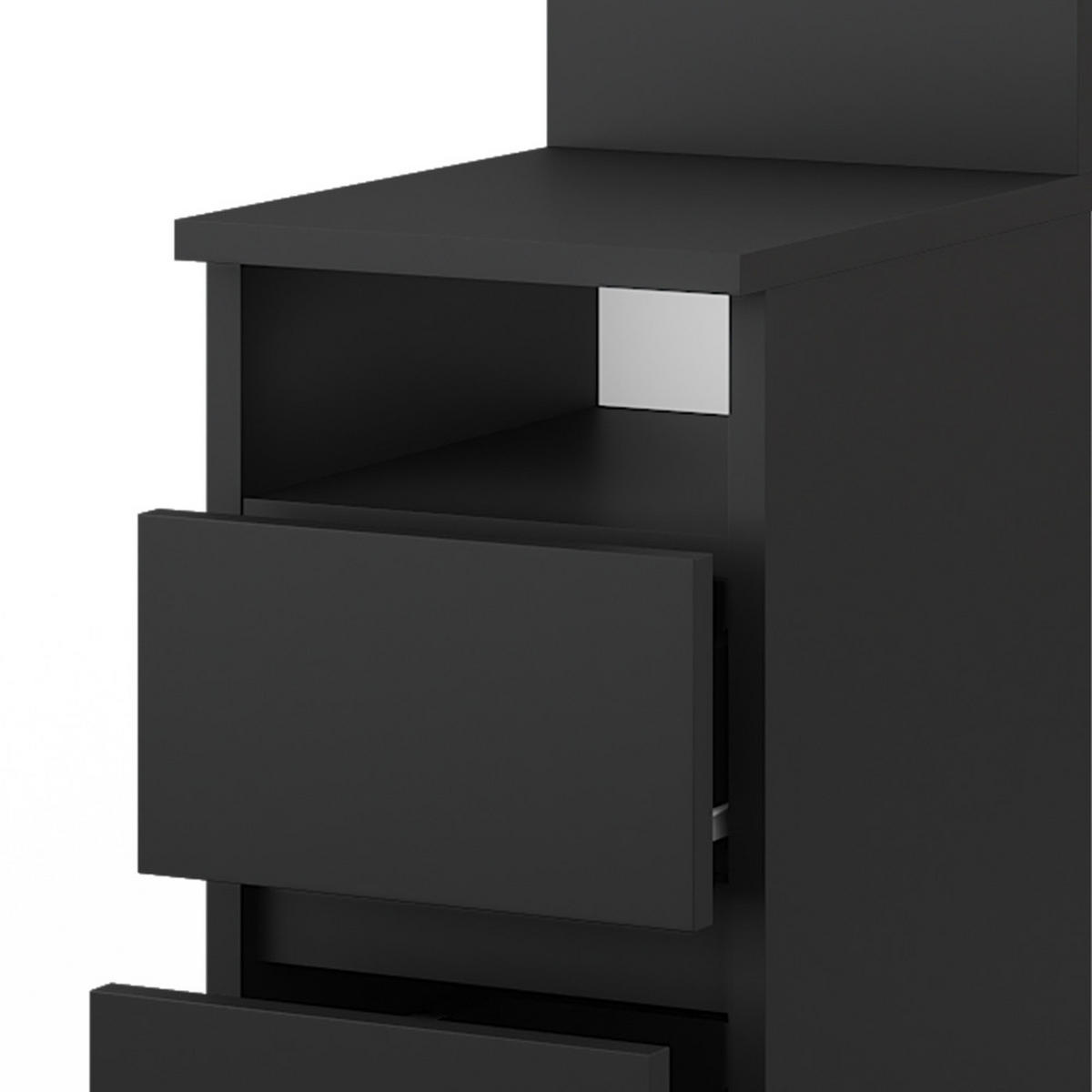 NACHTTISCH Monty Schwarz 25 x 59.1 cm mit 2 Schubladen - Schwarz, Holzwerkstoff (25/59.1/32.3cm) - Vicco