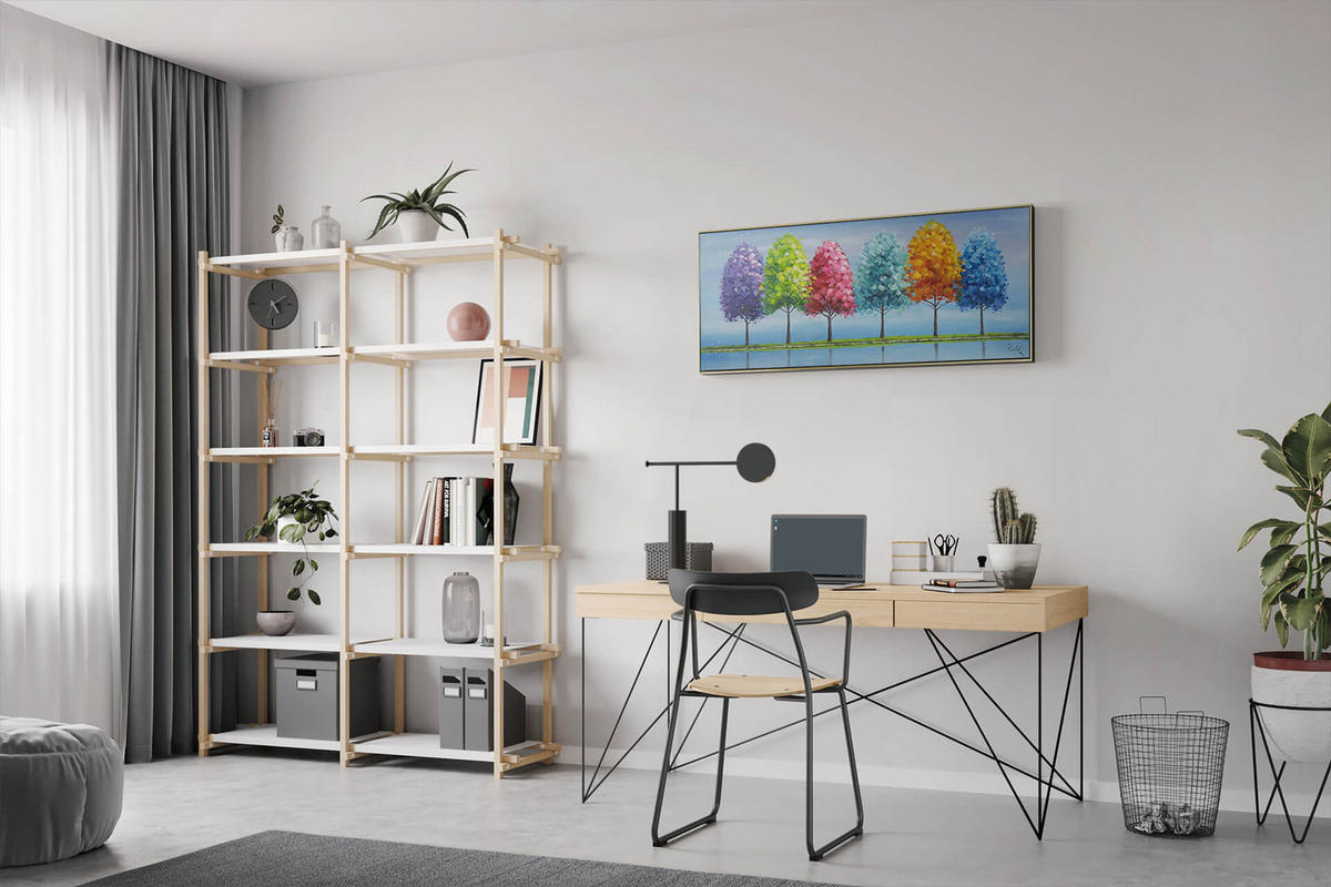 ÖLGEMÄLDE 120/60 cm - Blau/Gelb, Holz/Textil (120/60cm) - KUNSTLOFT