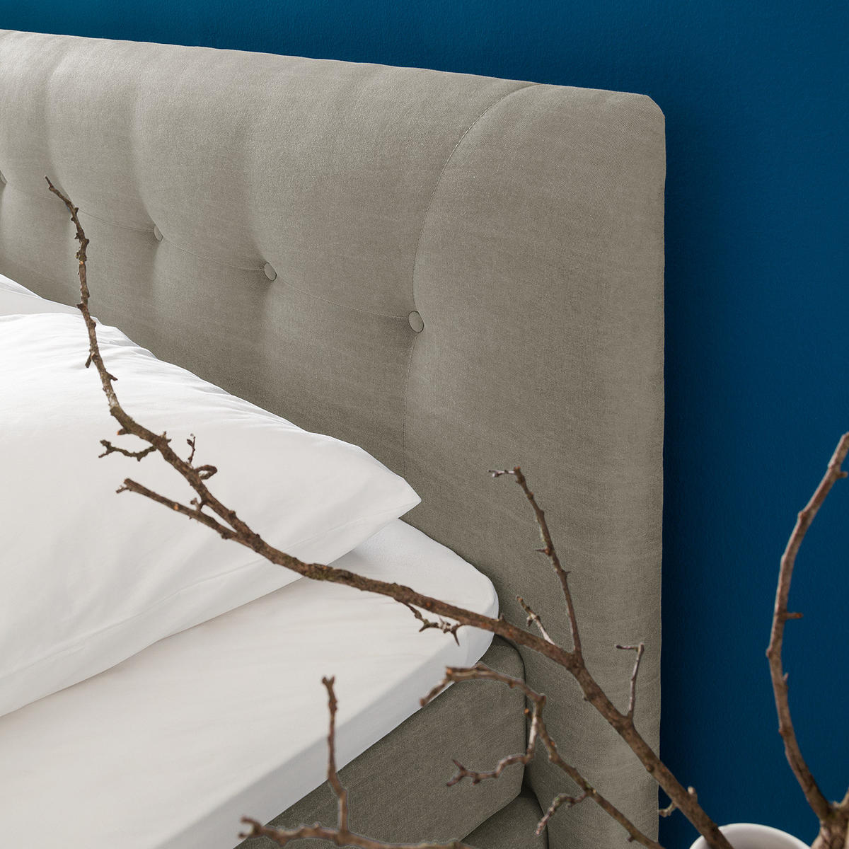 BOXSPRINGBETT - Webstoff - Beige, Naturmaterialien (200/200cm) - home24