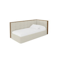 EINZELLBETT Jugendbett mit Bettkasten und Matratze H3/H4, Links - SOVY 90x200 Beige - Champagner, Holzwerkstoff/Textil (90/200cm) - ALTDECOR