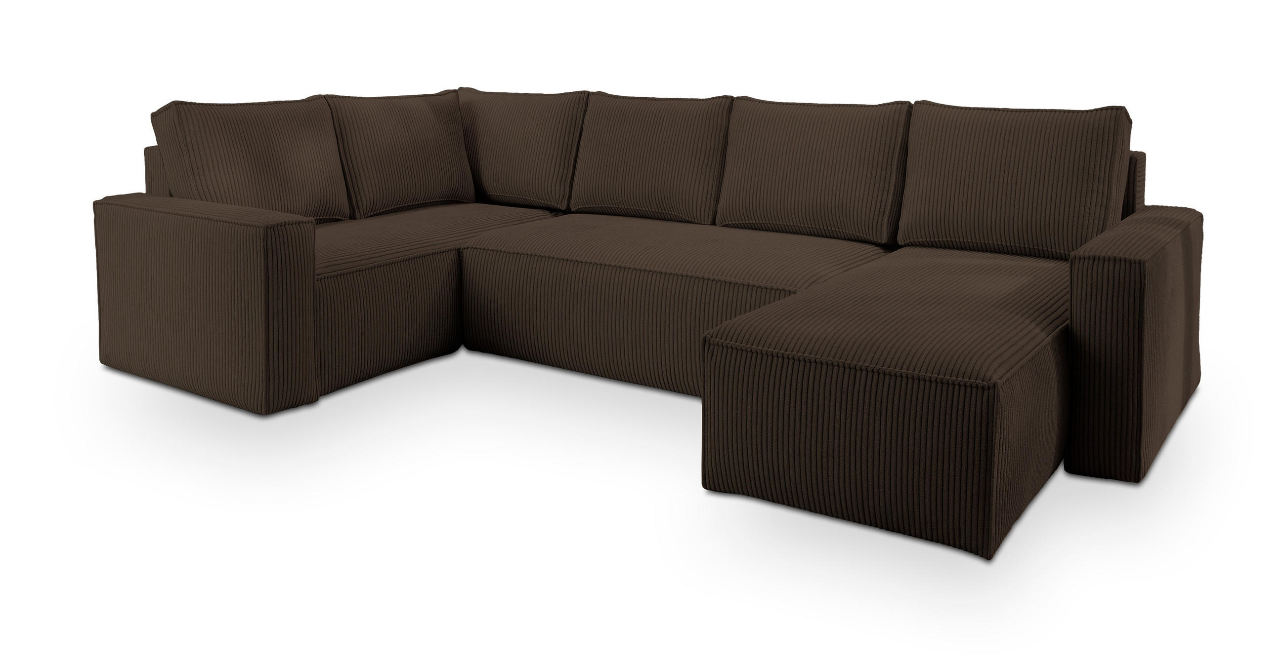 WOHNLANDSCHAFT NORENA L-S Braun Kordstoff mit Schlaffunktion - Braun, Holz (295/85/157.5cm) - MASSENO
