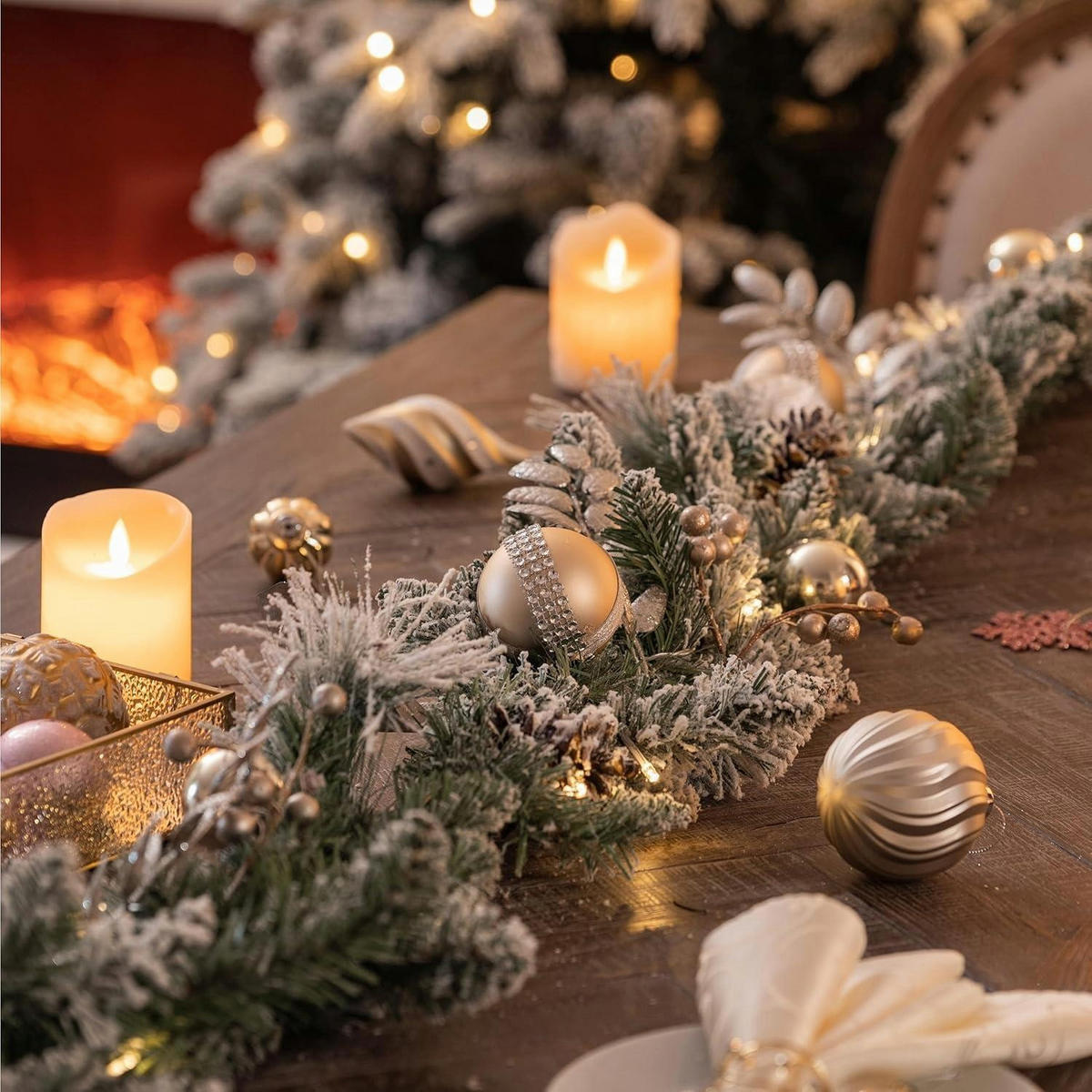 WEIHNACHTSGIRLANDE mit LED Lichtern und Timer 183 cm - Multicolor, Textil (183cm)