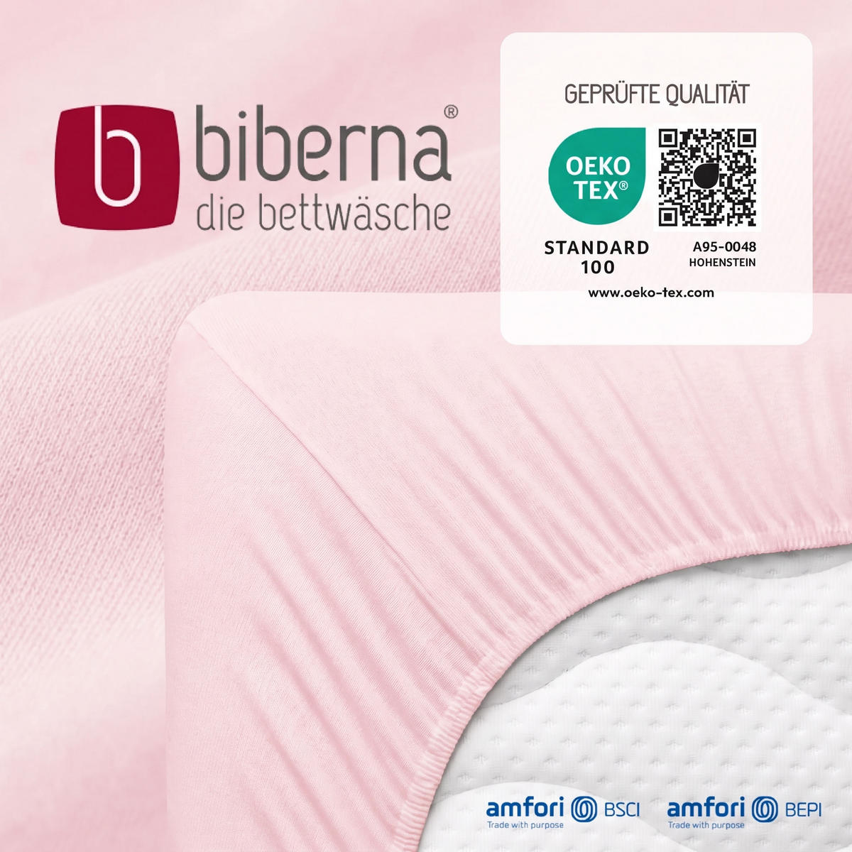 SPANNBETTTUCH Basic Jersey rose, 140x200 cm - 160x200 cm - Rosa, Textil (160/200cm) - biberna