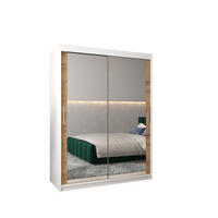 SCHWEBETÜRENSCHRANK 200/150/62 2-türig - Silberfarben/Weiß, Holz/Kunststoff (150/200/62cm) - Abiks Möbel