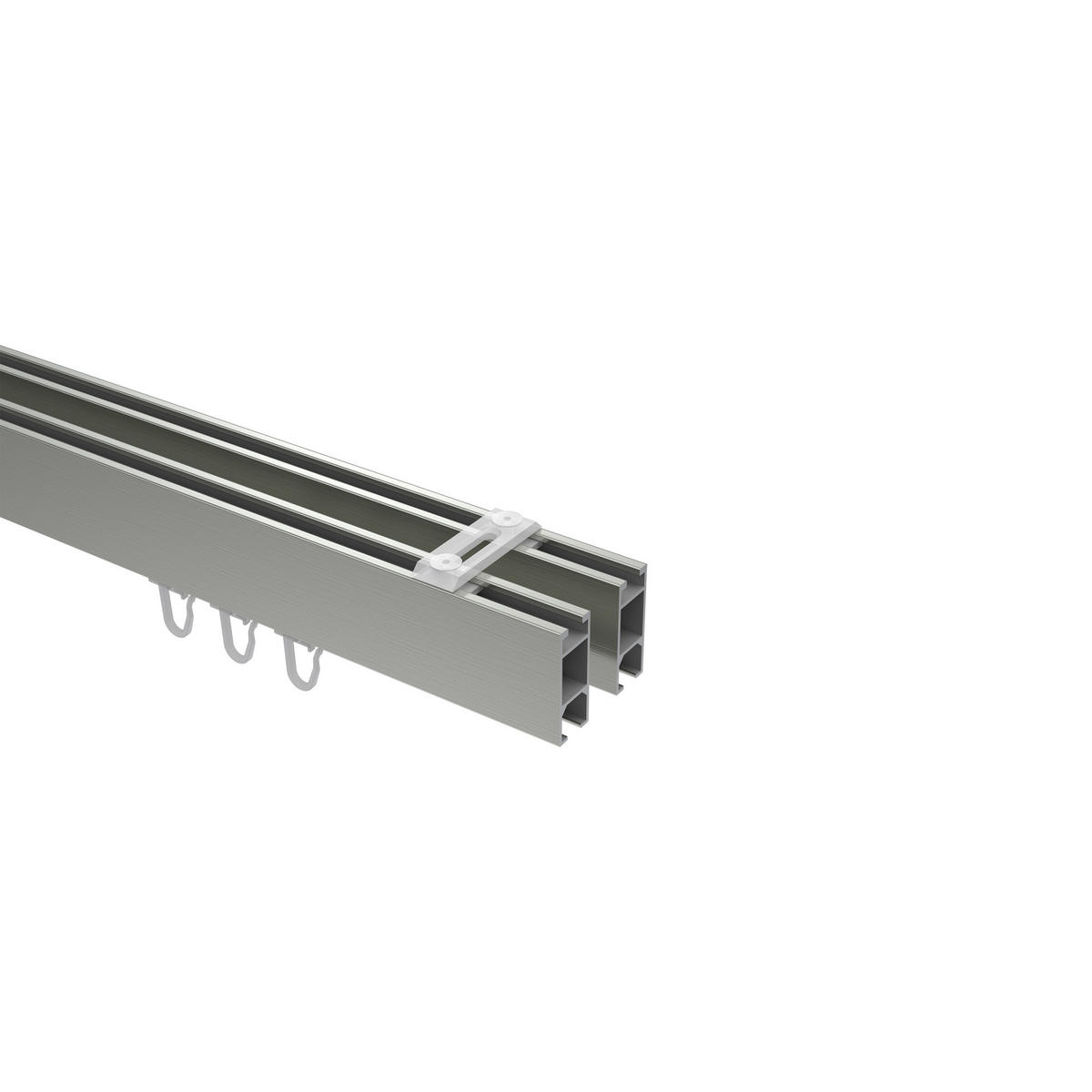 INNENLAUF-GARDINENSTANGEN-SET Smartline Paxo 180 cm, 2-läufig, 14x35 mm Edelstahl-Optik - Edelstahlfarben, Metall (180cm) - INTERDECO