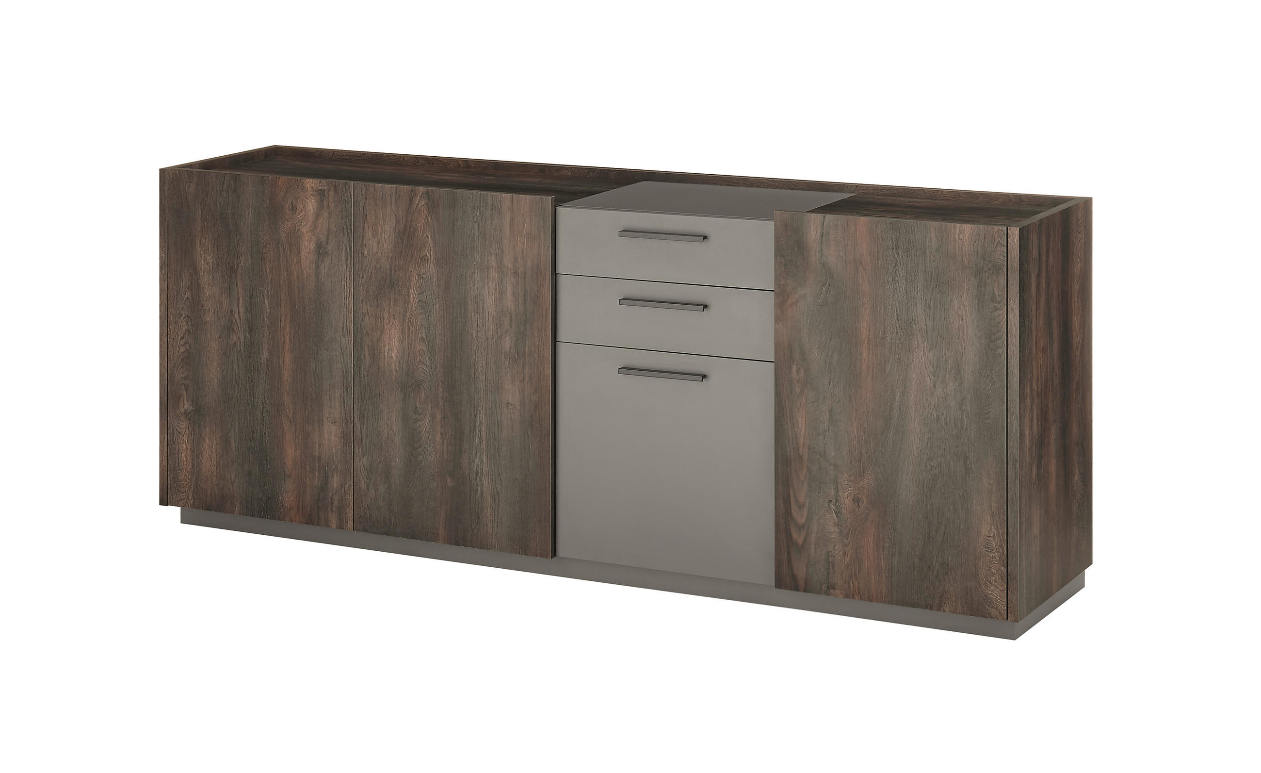 SIDEBOARD M18 Thermo Oak & Anthrazit 200/80/45 cm breit - Graubraun, Holzwerkstoff (200/80/45cm) - Livojo