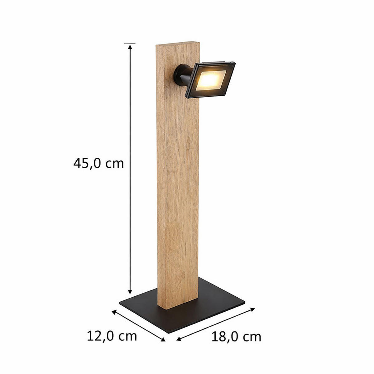 LED TISCHLEUCHTE Kunststoff Weiß - Braun, Holz (18/12/45cm) - Globo Lighting