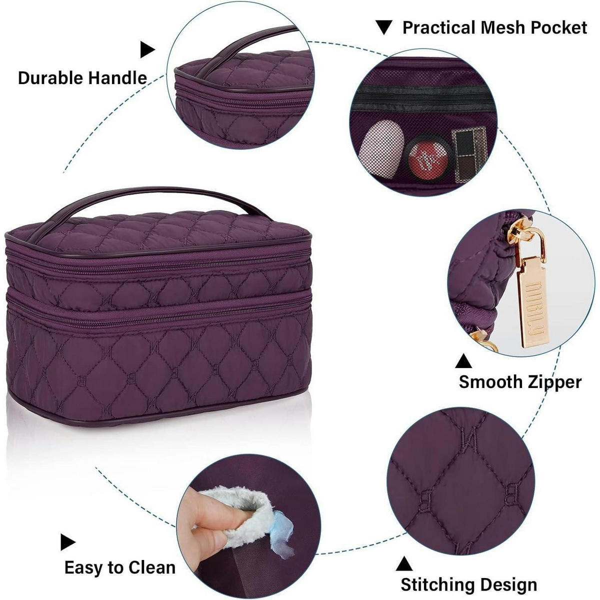 KULTURTASCHE 2-teiliges Set Violett - Lila, Textil (13/16/27cm)