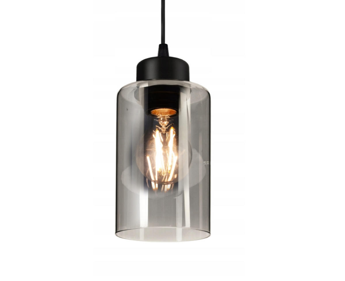PENDELLEUCHTE TUBE - Transparent/Schwarz, Glas/Metall (20/20/80cm) - kiki design