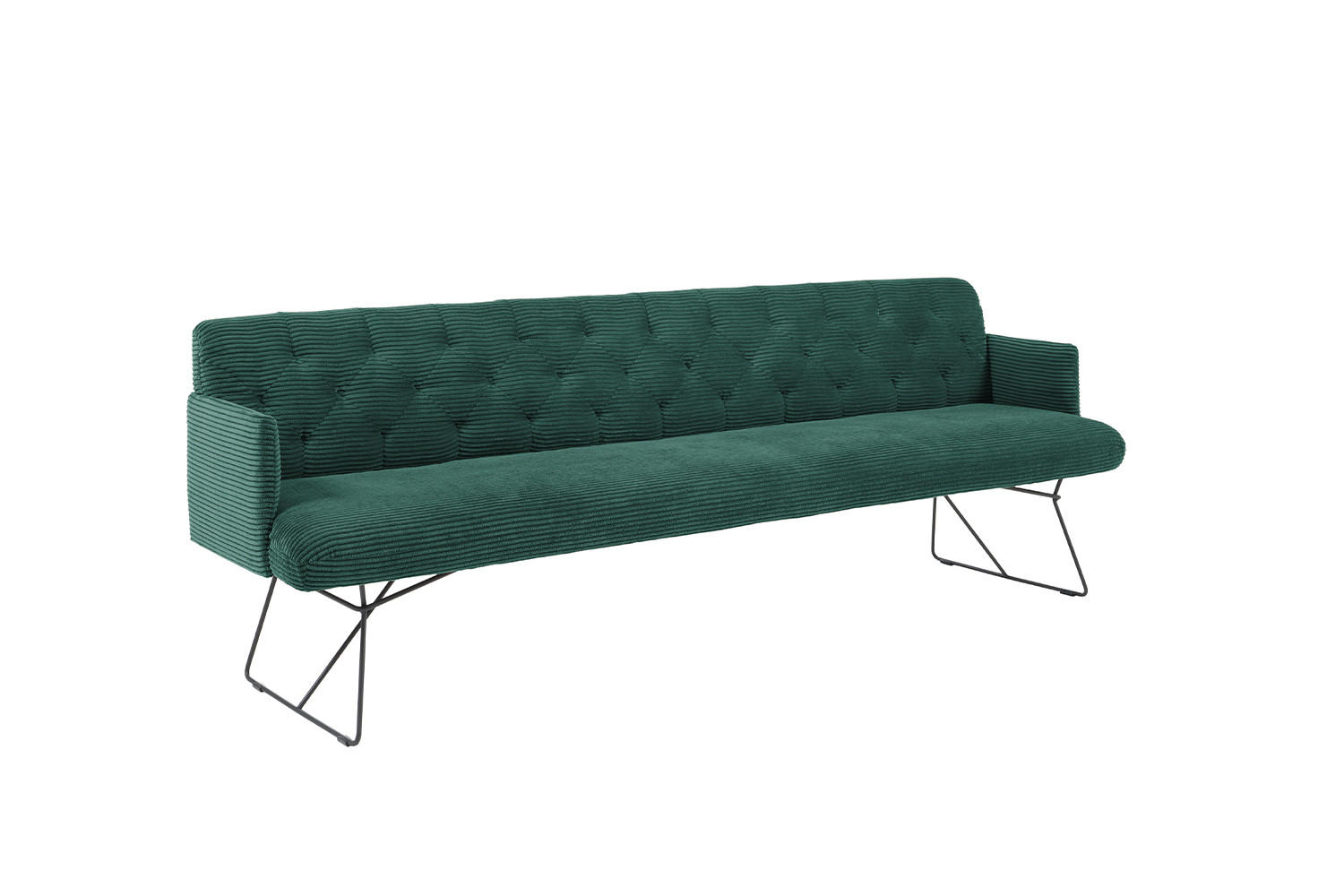 ESSZIMMERBANK CHARME Smaragdgrün Cord - Smaragdgrün, Textil (206/85/69cm) - KAWOLA