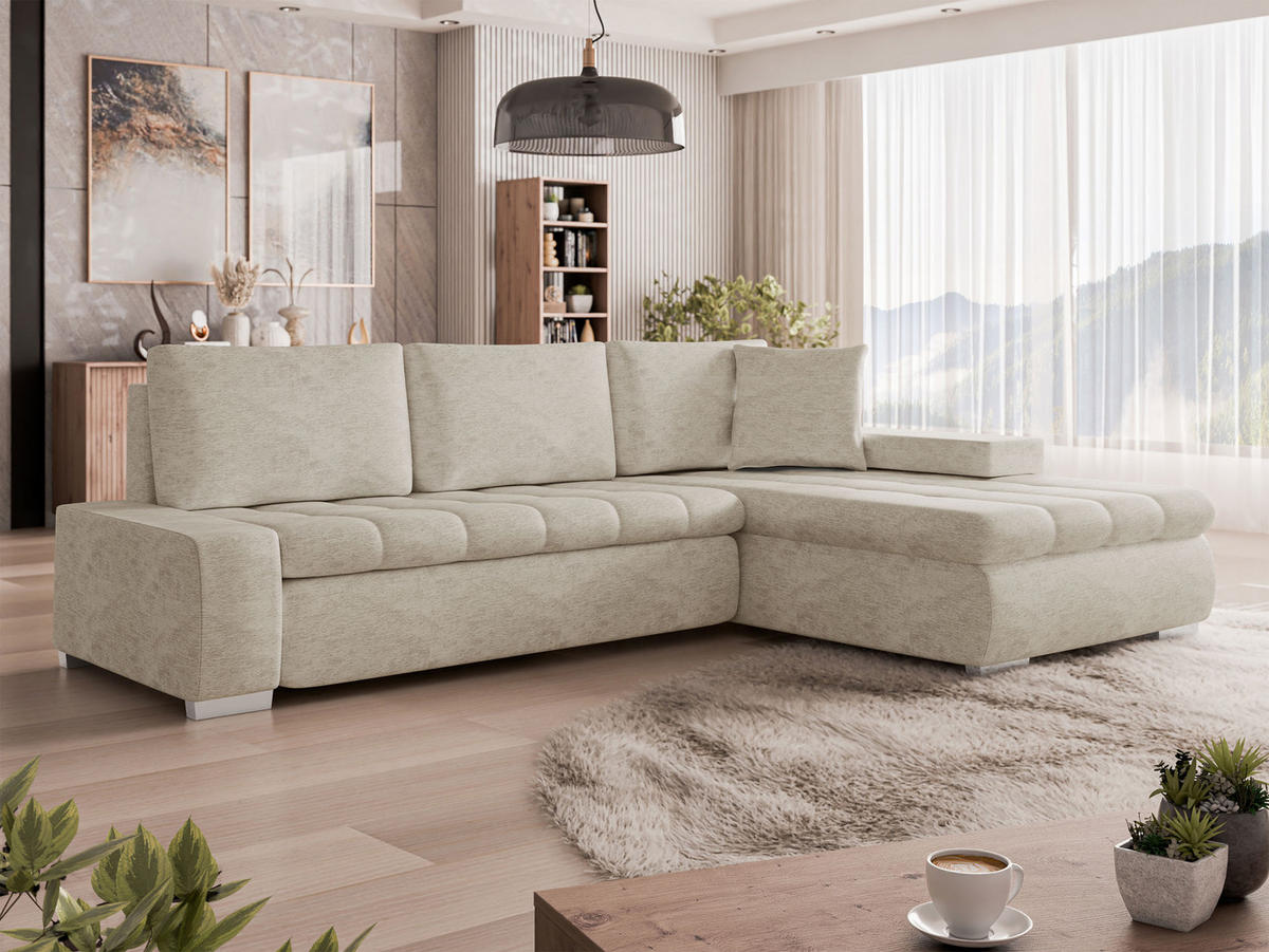 ECKSOFA Orkan Mini - Champagner, Holz/Textil (265/185cm) - MIRJAN24