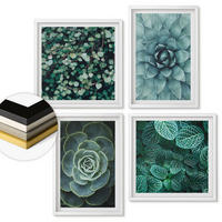 WANDBILDER 4er-Set - 50x50 cm & 40x60 cm Weißer Rahmen - Sukkulenten in Grün und Türkis - Weiß, Kunststoff (50/50cm) - ArtPrintCave