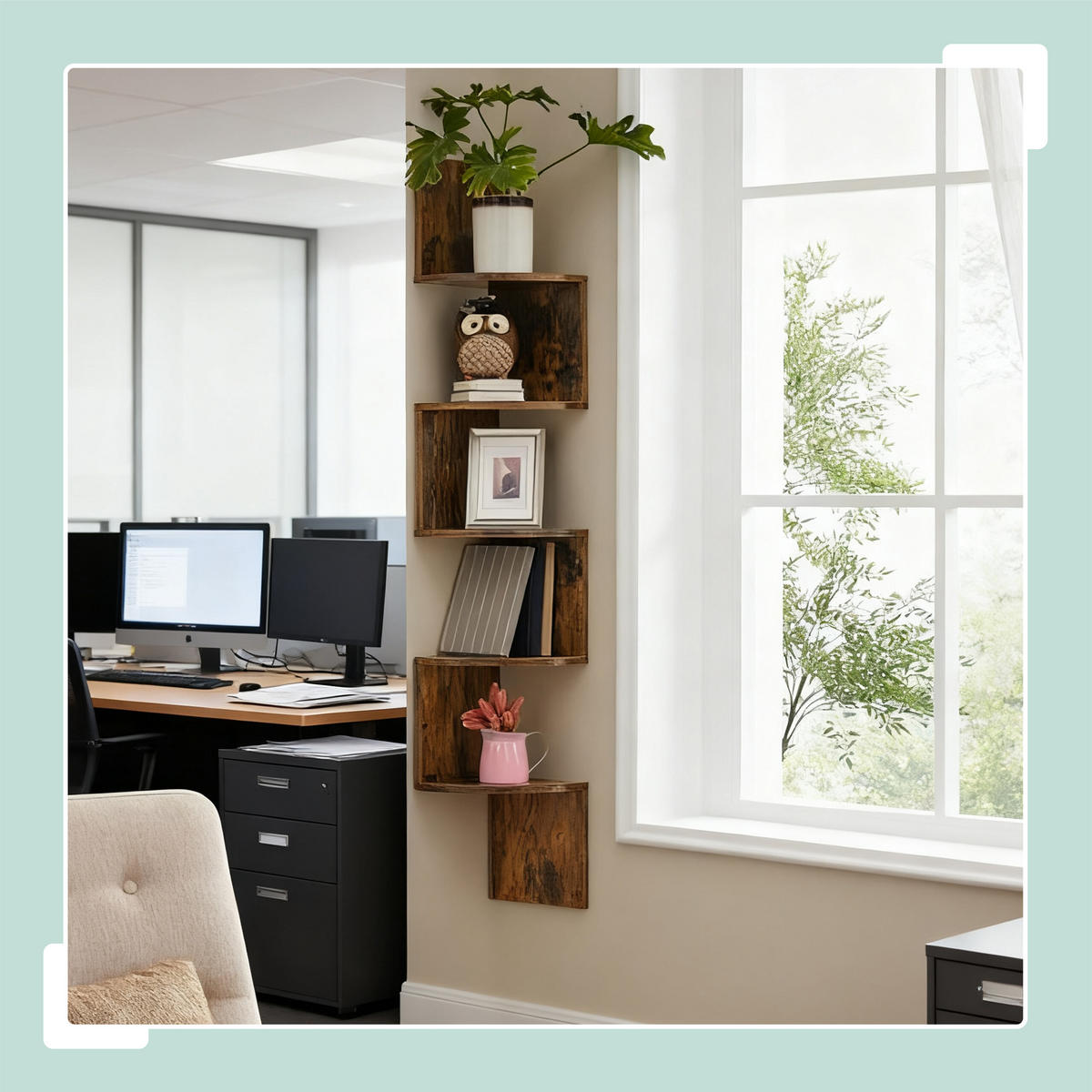 ROHOVÝ reg. - hnedá, kompozitné drevo (20/125/20cm) - Relaxdays