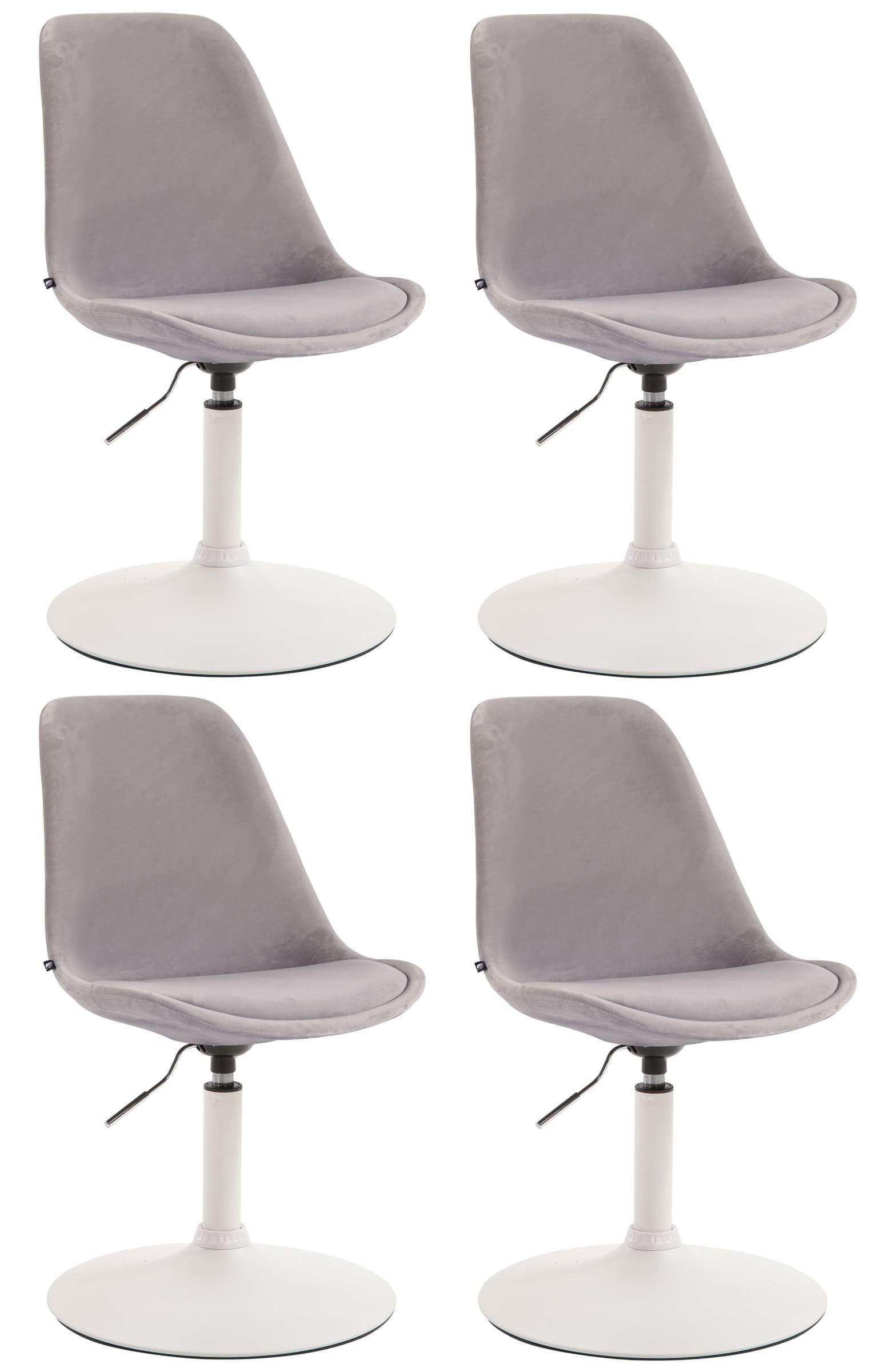 STUHL 4er Set Samt grau - Weiß/Grau, Textil/Metall (48/76/57cm) - CLP