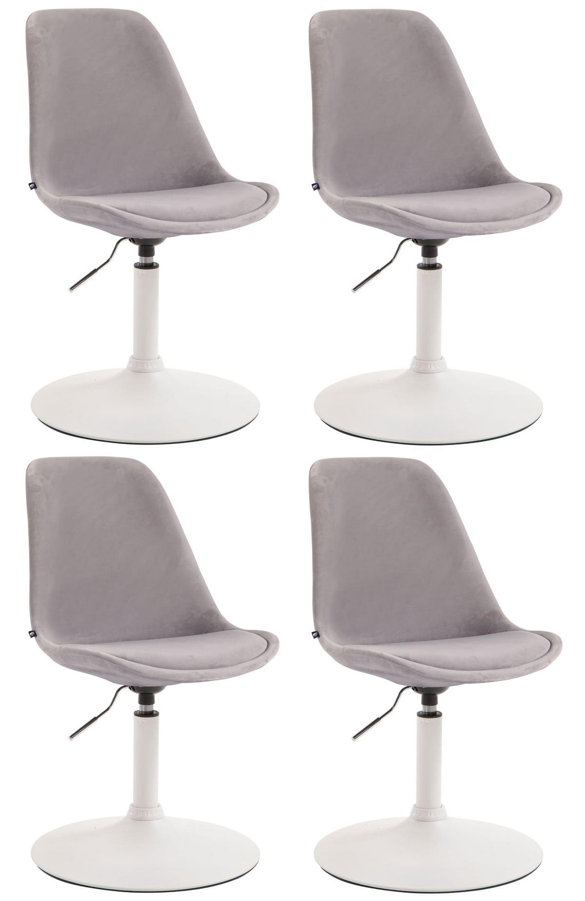 STUHL 4er Set Samt grau - Weiß/Grau, Textil/Metall (48/76/57cm) - CLP