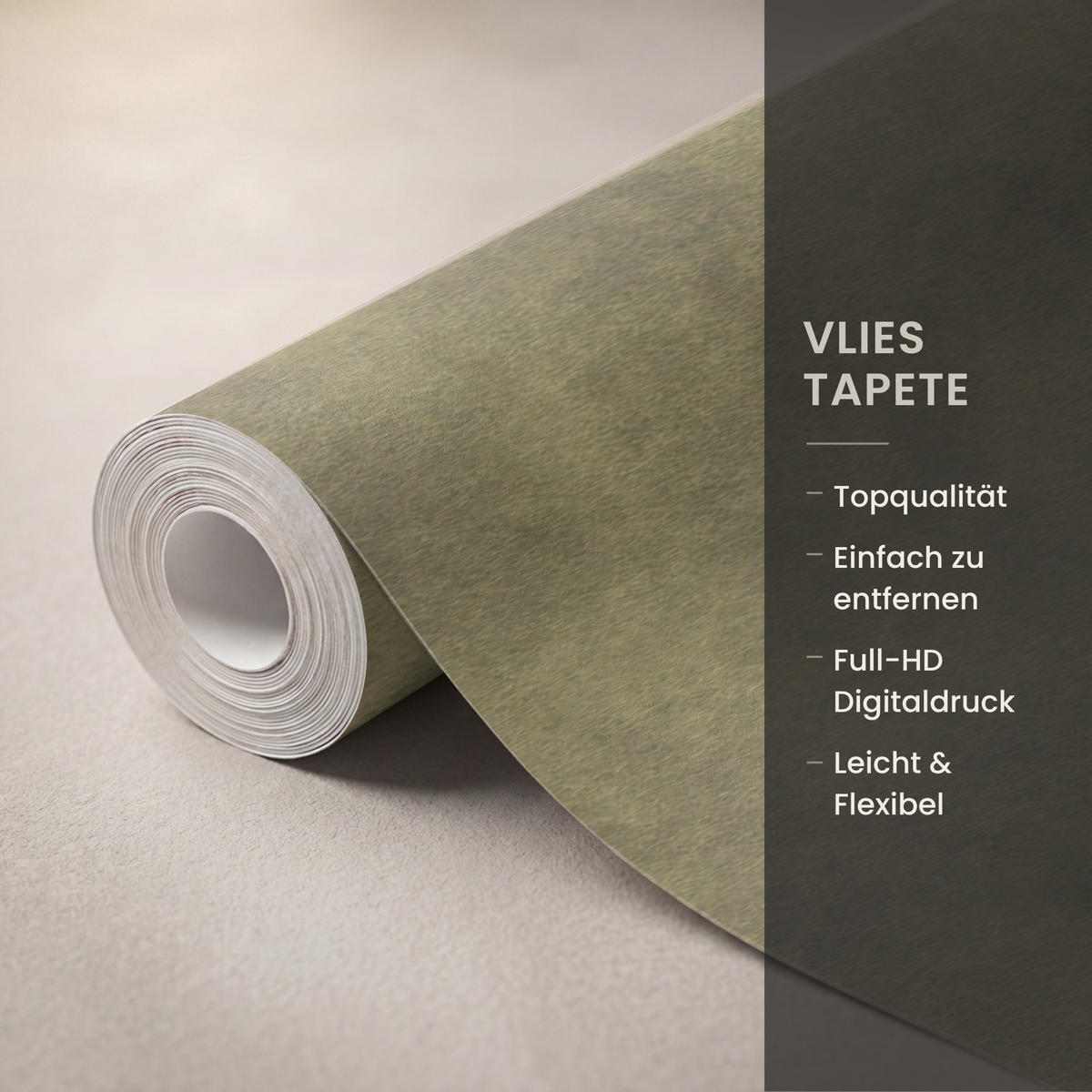 TAPETE - Textur - Abstrakt - Grün - 450x200 cm - Olivgrün, Papier (450/200cm) - OnlyWow
